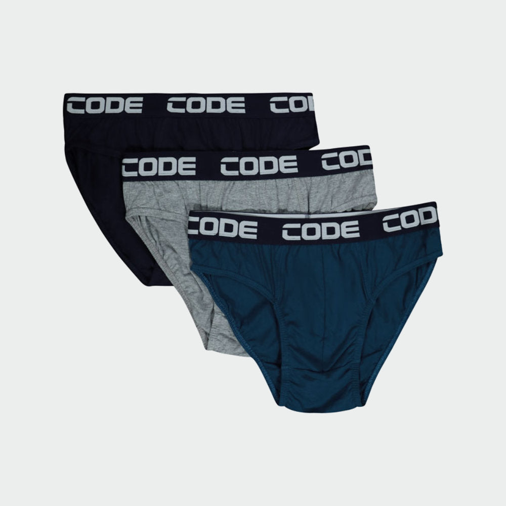 Code Mens 3 Pack Cotton Briefs Blue