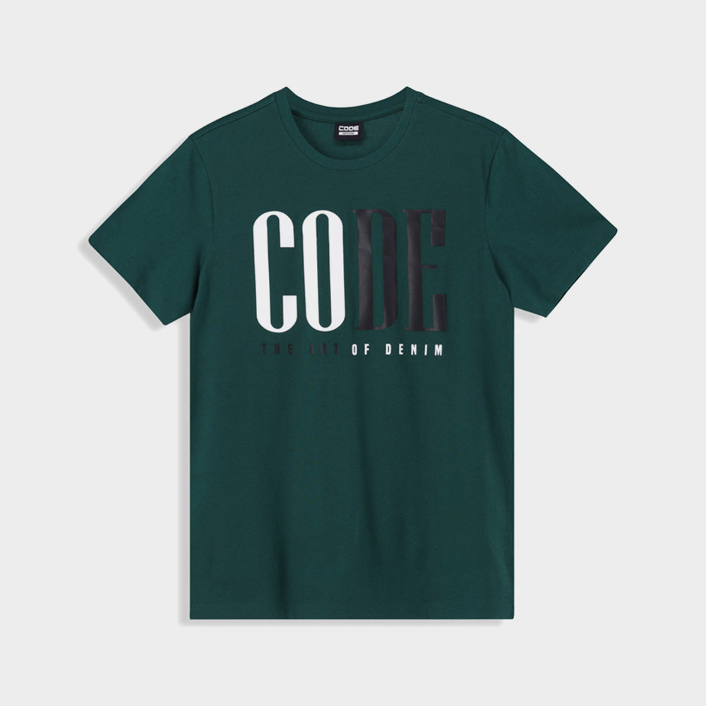 Code Mens Half Serif Graphic Tee Green
