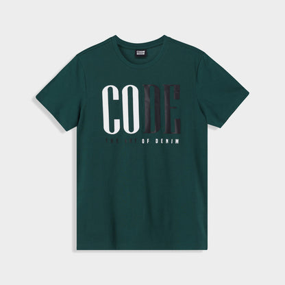 Code Mens Half Serif Graphic Tee Green