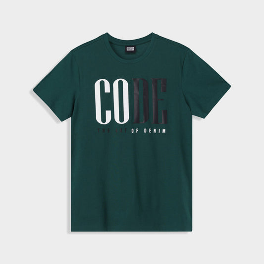 Code Mens Half Serif Graphic Tee Green