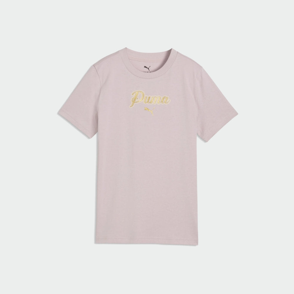 Puma Essential Script Glitter Tee Pink