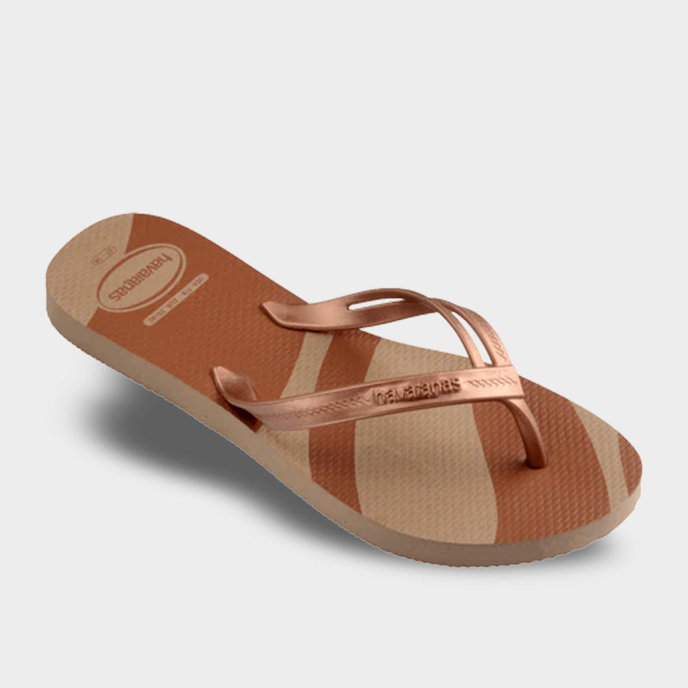 Havaianas Womens Elegance Print Thong Sandals Rose Gold