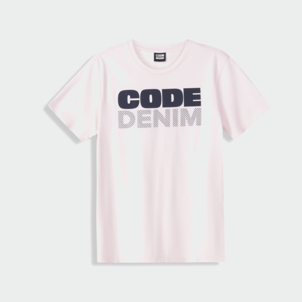 Code Mens Denim Logo Graphic Tee Pink