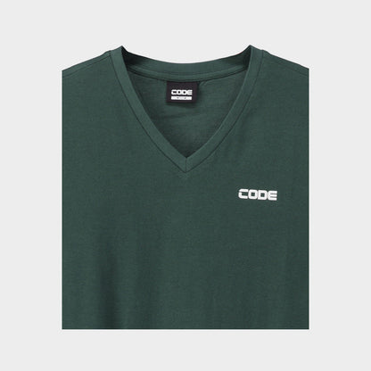 Code Mens V Neck Tee Green