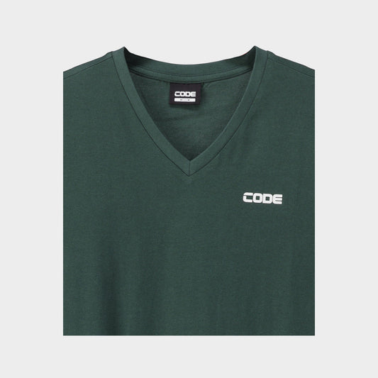 Code Mens V Neck Tee Green