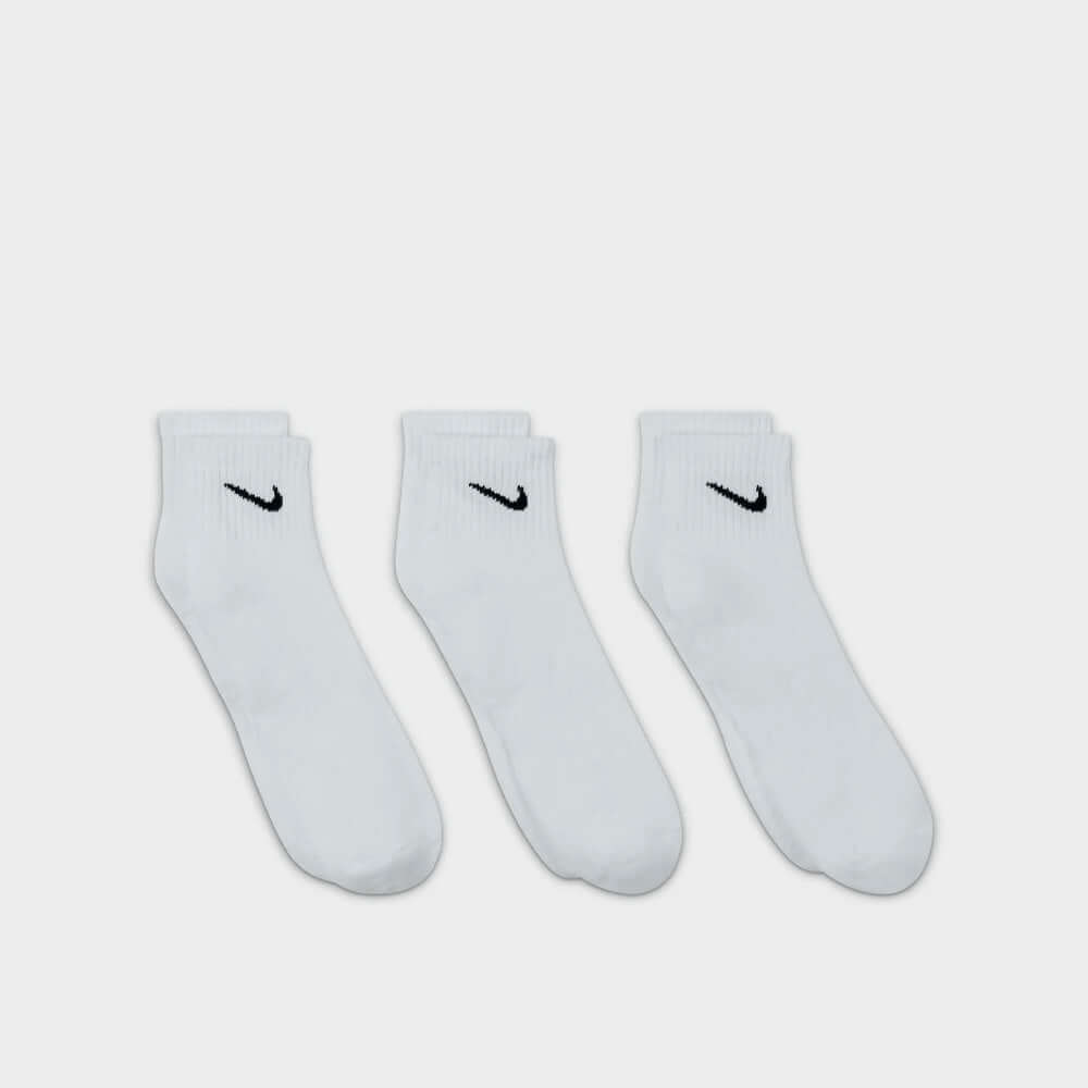 NIKE 3PK QTR ANKLET EVERYDAY SOCK WHITE