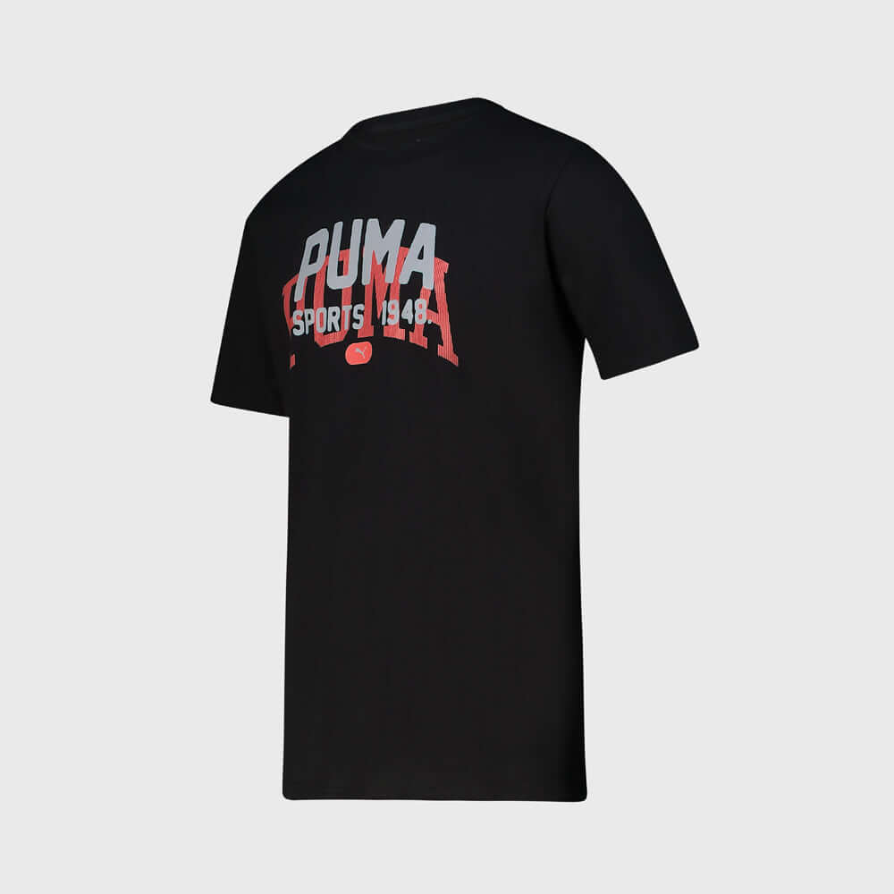 Puma Mens Graphic Varsity Tee Black