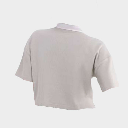 Adidas Womens Crop Polo Tee Beige