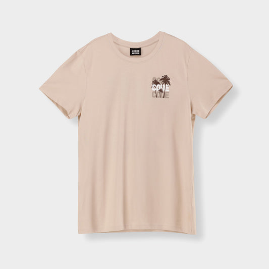 Code Mens Palm Tree Graphic Tee Beige