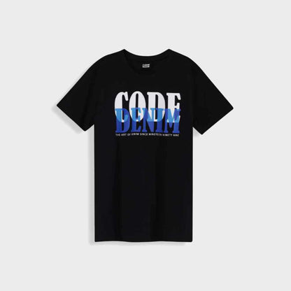 Code Mens M Serif Overlap Graphic Tee Black