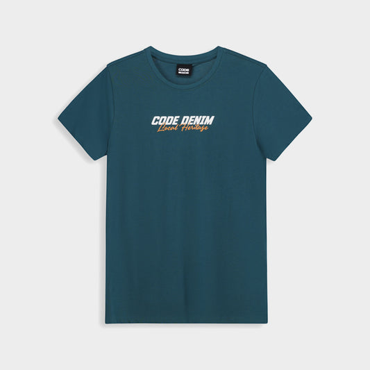 Code Mens Slant Small Font Tee Green