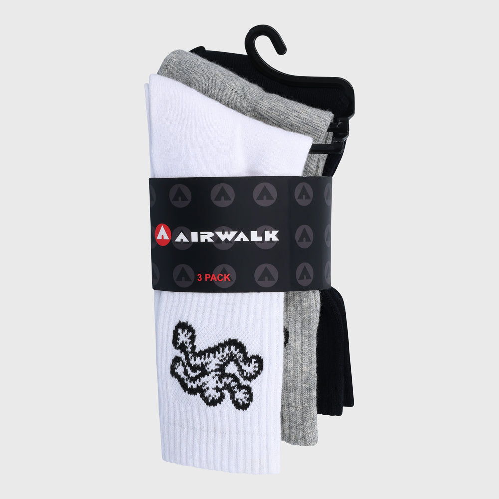Airwalk 3 Pack  Running Man Crew Sock Black