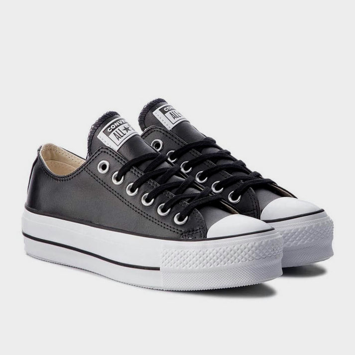 Converse Womens Chuck Taylor All Star Leather Platform Sneaker Black/W ...