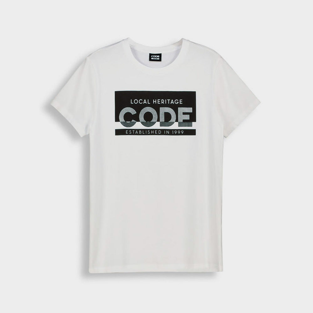 Code Mens Dots Texture Graphic Tee White _ 180697 _ White