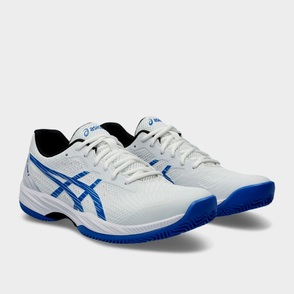 Asics Mens Gel Game Court Shoe White blue 181014 White Tekkie Town