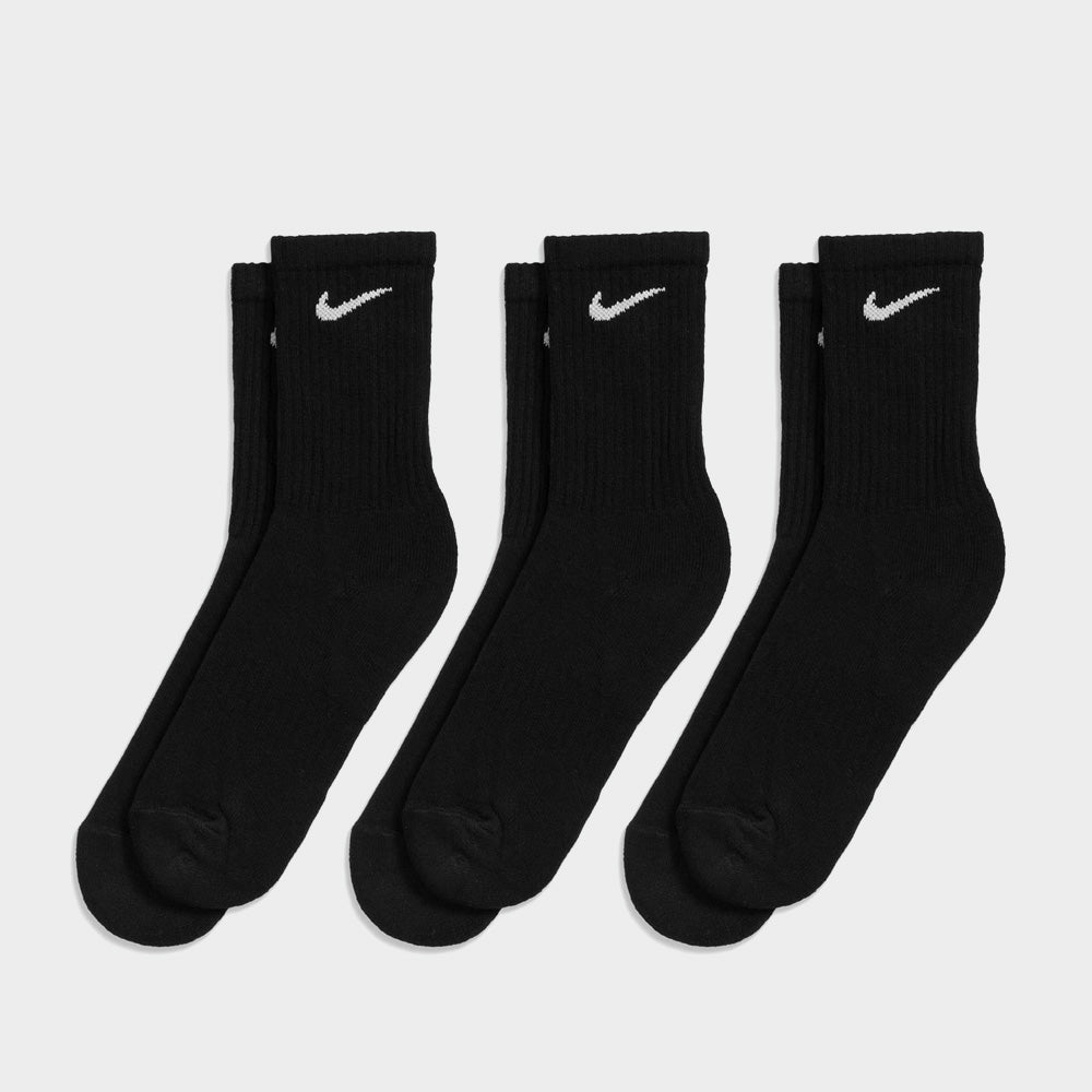 Nike Unisex 3-Pack Crew Cush Train Sock Black/White _ 181230 _ Black