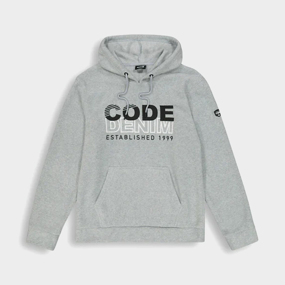 Code Mens Graphic Polar Fleece Hoody Grey/Multi _ 181287 _ Grey