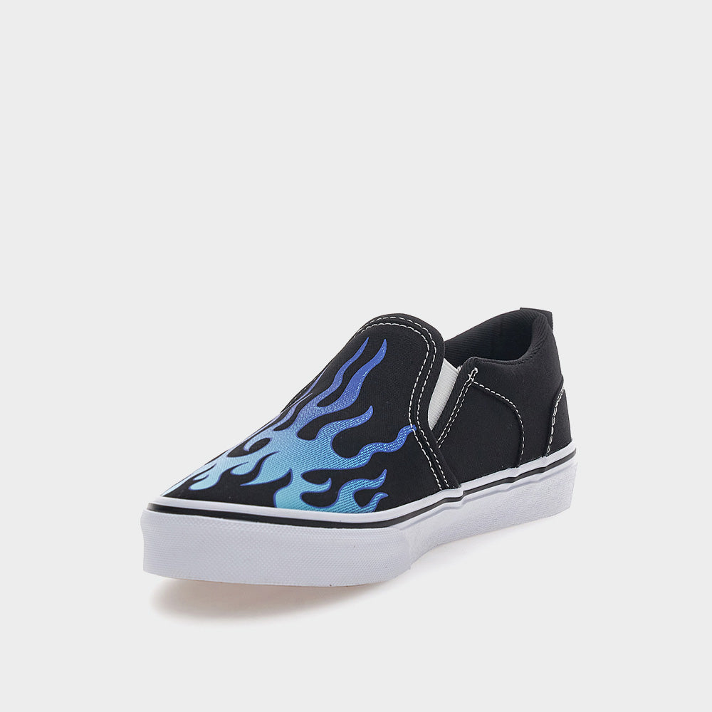 Vans Kids Asher Slip On Sneakers Black Multi 181741 Black Tekkie Town