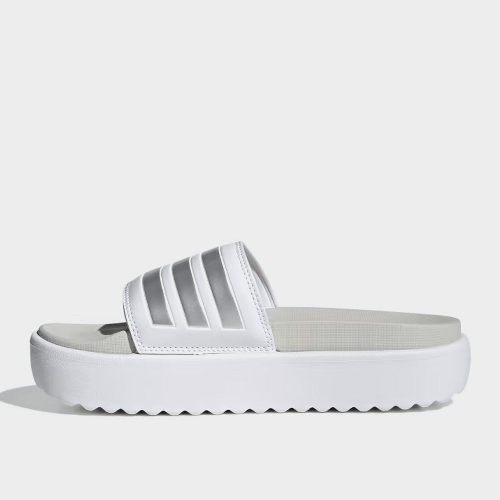 Adidas Womens Adilette Platform White/Silver _ 181944 _ White