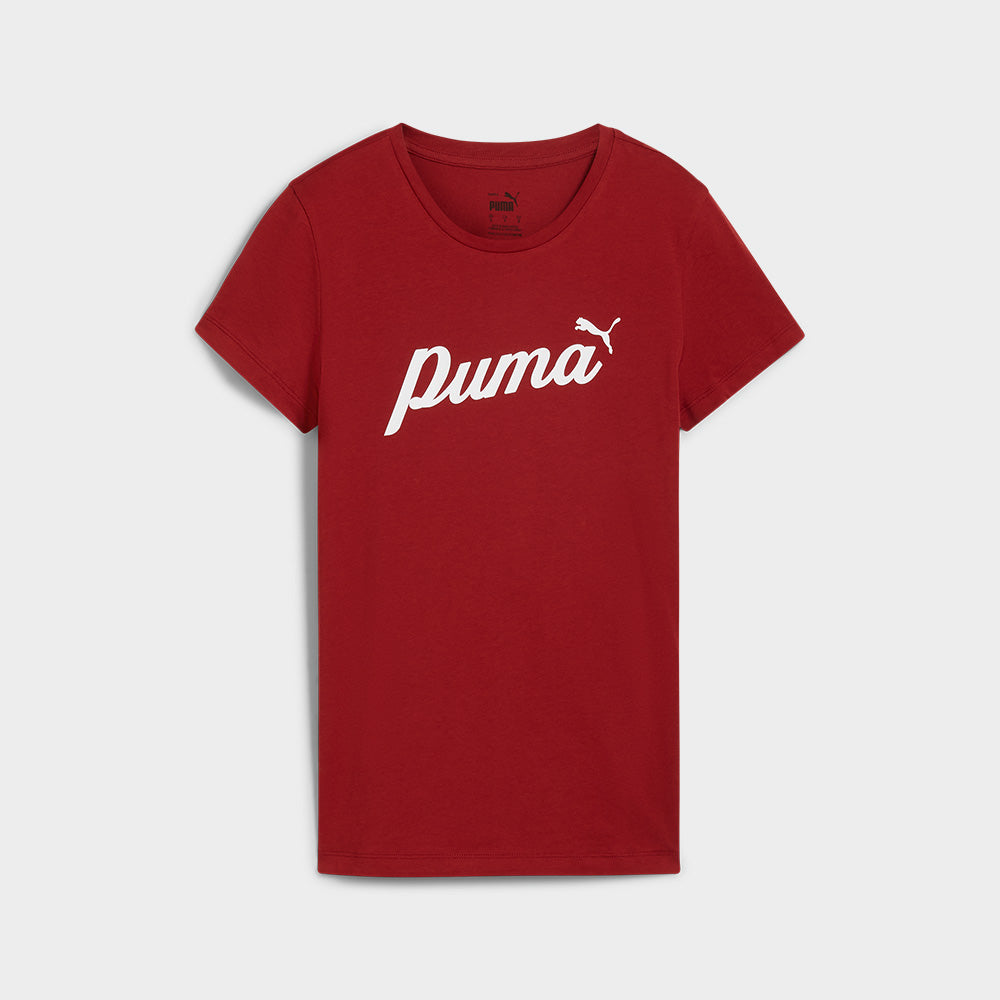 Puma Womens Essentials Script Tee Red/White _ 182022 _ Red