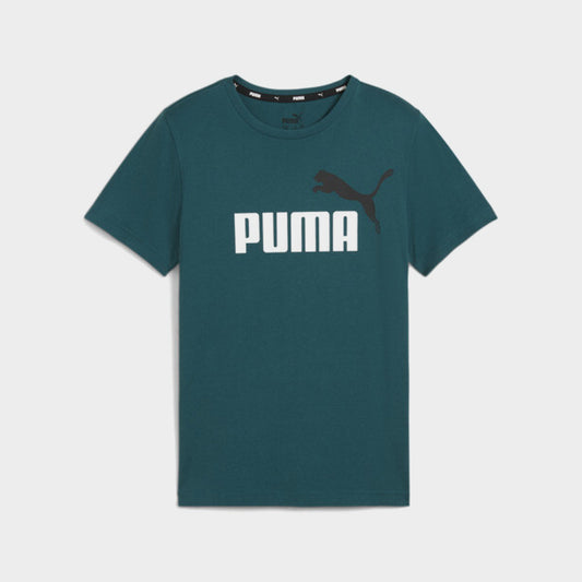 Puma Kids Essentials+ 2 Tone Logo Tee Green/Multi _ 182023 _ Green