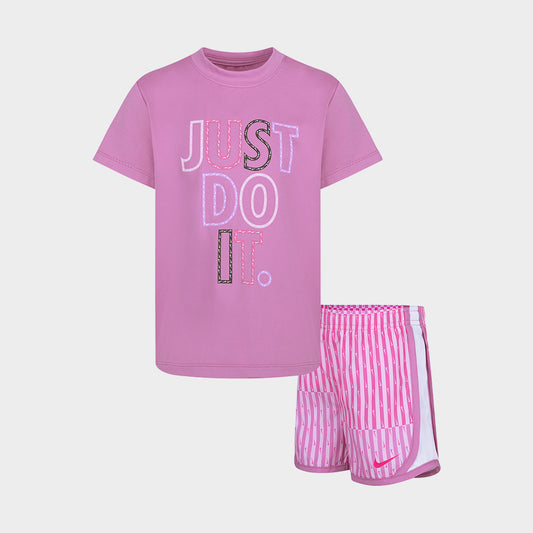 Nike Kids Femme Pop Tee & Short Set Pink/Multi _ 182073 _ Pink