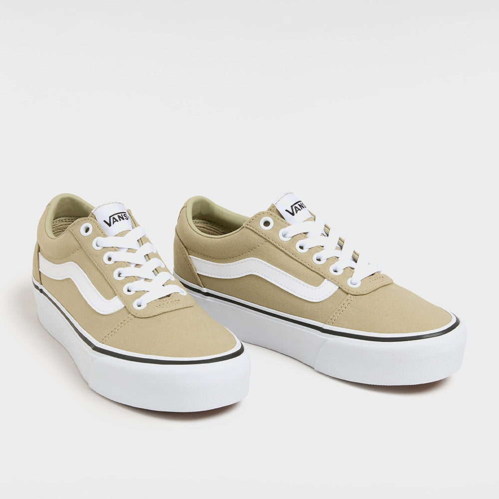 Vans Womens Ward Platform Canvas Sneaker Grey/White _ 182275 _ Grey