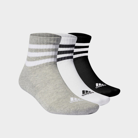 ADIDAS 3 Pack 3 Stripe Cushioned Socks GREY