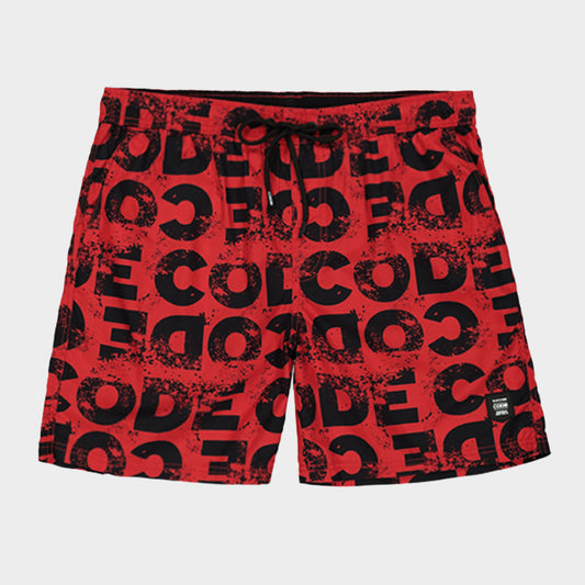 Code Mens All Over Print Graphic Pool Short Red