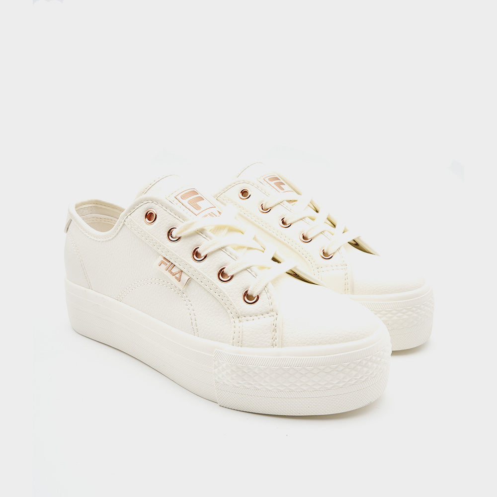 Gold and white fila shoes on sale