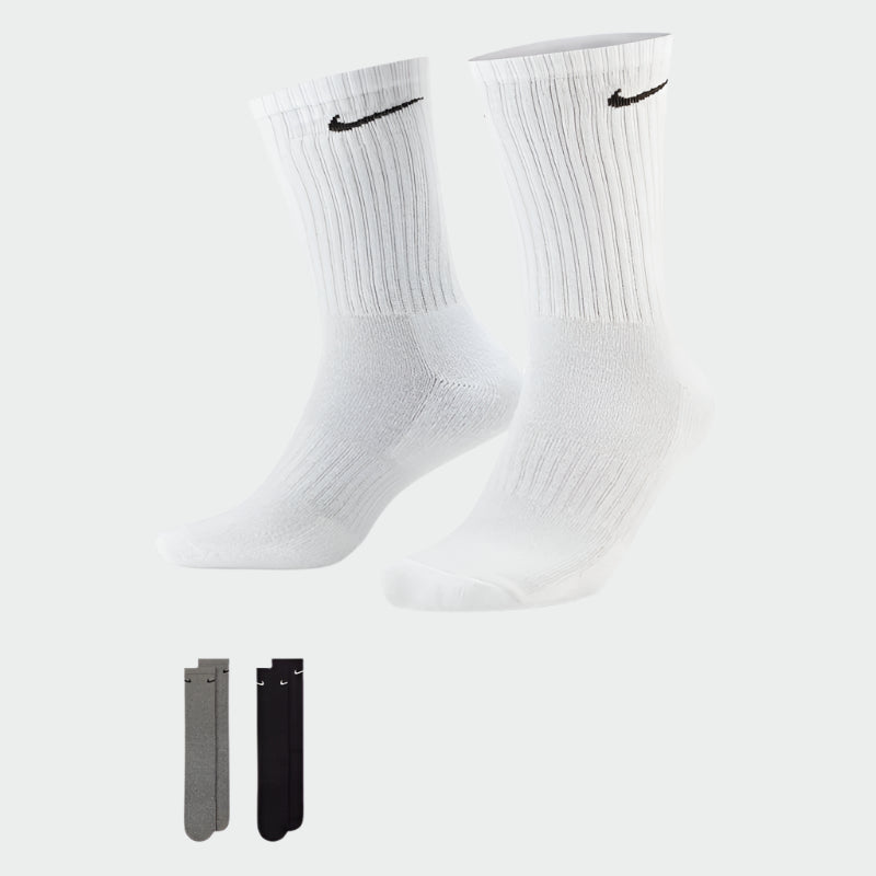 Nike Unisex 3-Pack Everyday Cushioned Training Crew Sock White/Black/Grey _ 183075 _ Multi