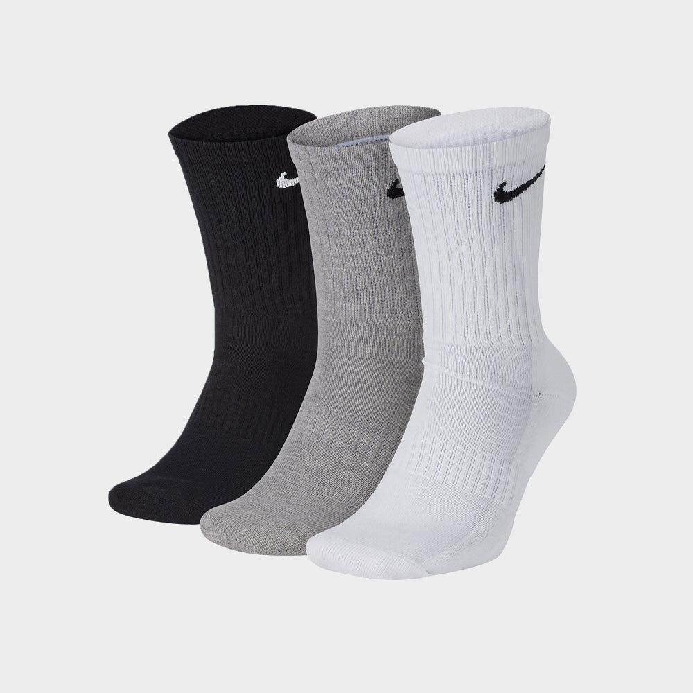 Nike Unisex 3-Pack Everyday Cushioned Training Crew Sock White/Black/Grey _ 183075 _ Multi