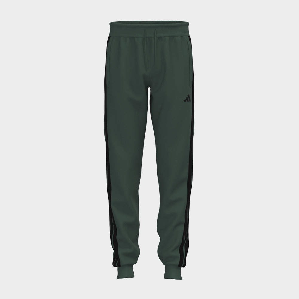 Adidas Mens Essentials 3-Stripes Fleece Joggers Green/Black _ 183101 _ Green