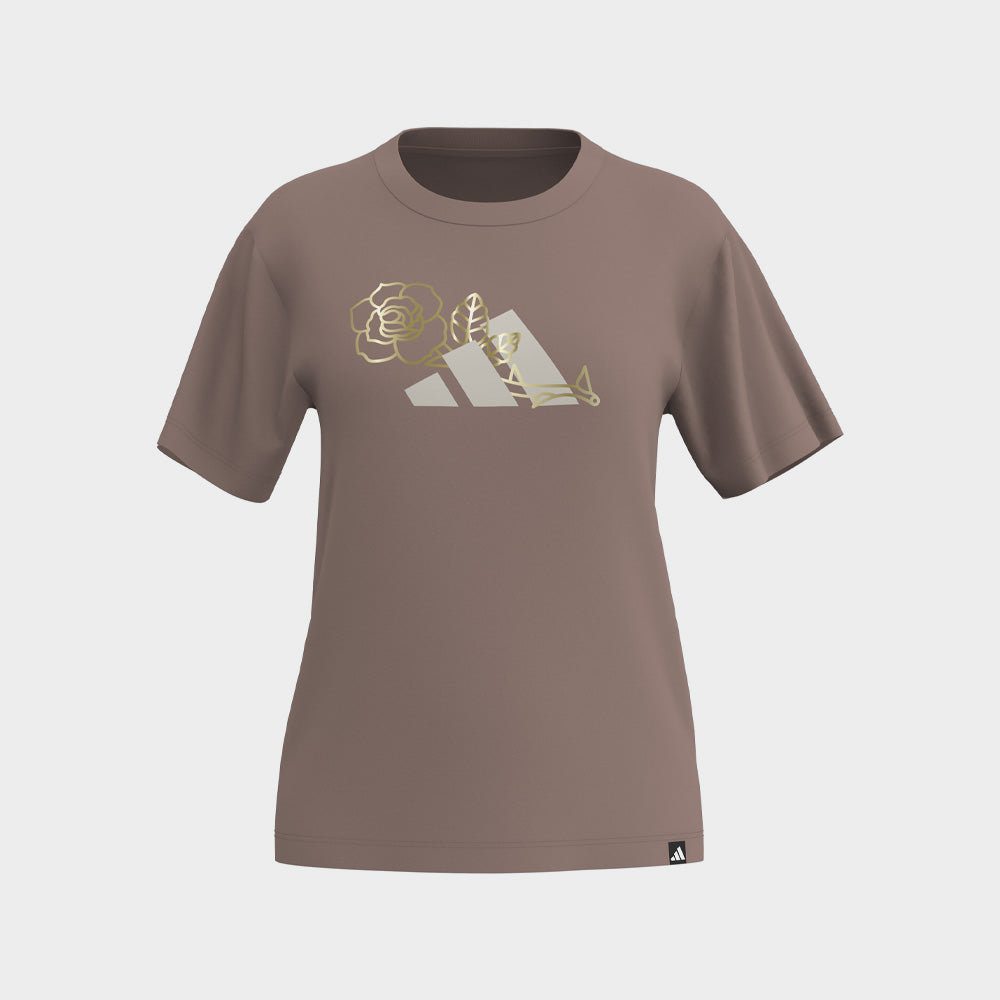 Adidas Womans Lounge Mini Graphic Tee Beige _ 183123 _ Beige