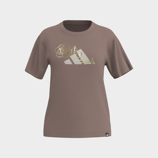 Adidas Womans Lounge Mini Graphic Tee Beige _ 183123 _ Beige