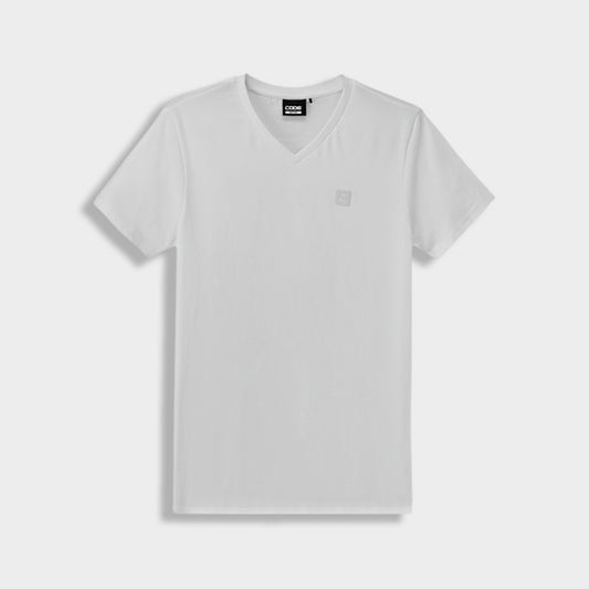 Code Mens Rib V-Neck Tee White _ 184476 _ White