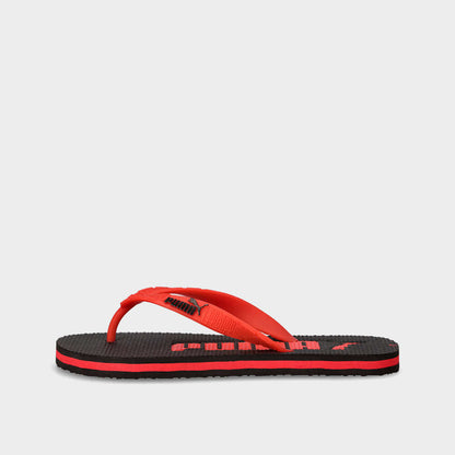Puma Youth Essential Flip Ii Thong Sandals Black shown in red and black design, perfect for summer wear.