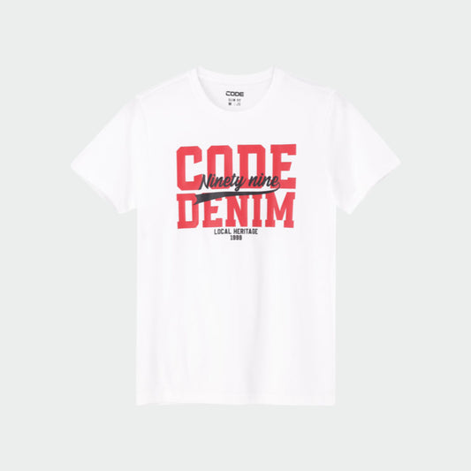 Code Mens Collegiate Sporty Swoosh Graphic Tee White