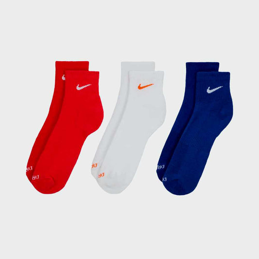 NIKE 185081-3 Pack Training Ankle Socks-RED MULTI RED