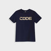 Code Mens Foil Wordmark Graphic Tee Navy
