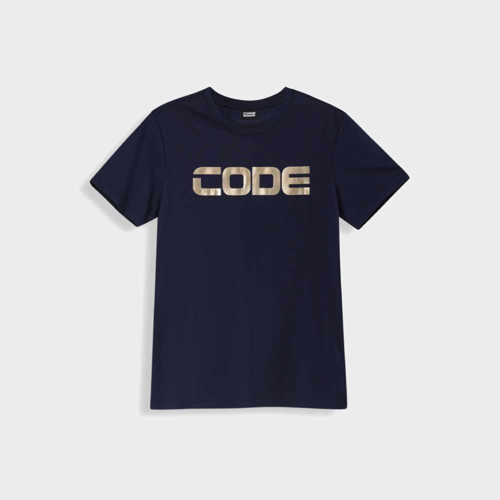 Code Mens Foil Wordmark Graphic Tee Navy