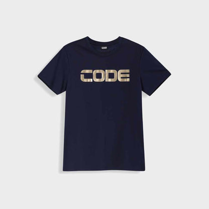 Code Mens Foil Wordmark Graphic Tee Blue