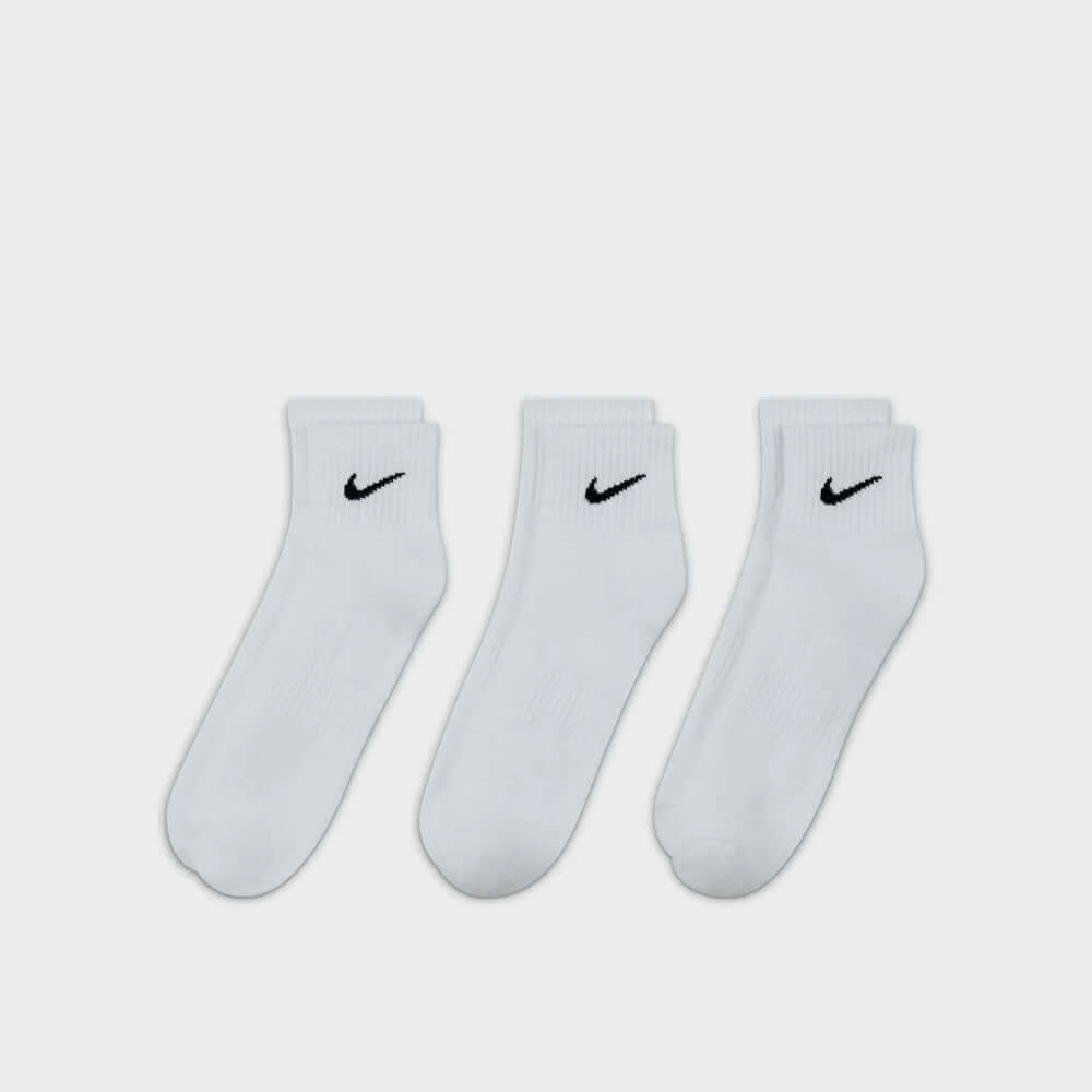 NIKE 3PK QTR ANKLET EVERYDAY SOCK WHITE