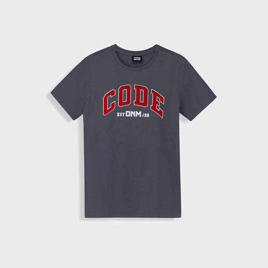 Code Mens Curved Flock Graphic Tee Grey