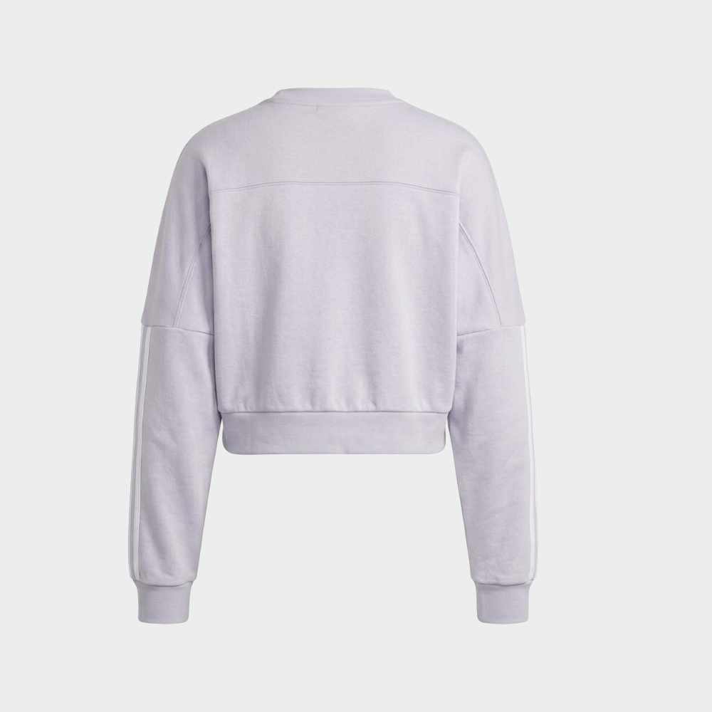 Adidas Womens 3 Stripes Fleece Sweat Grey