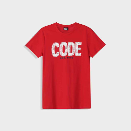 Code Mens Scribble Est 1999 Graphic Tees Red