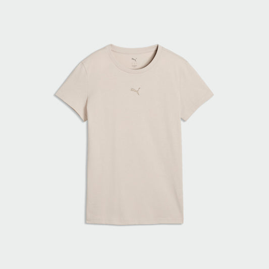 Puma Womens Essential Centered Cat Logo Tee Beige