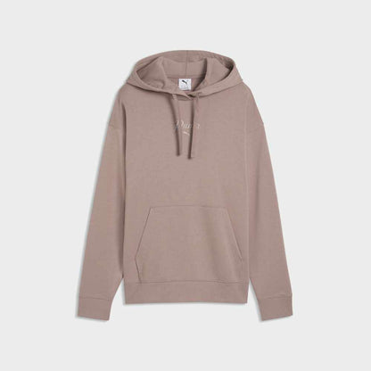 Puma Womens Essential Script Comfort Hoodie Brown