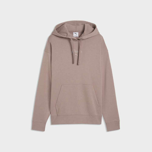 Puma Womens Essential Script Comfort Hoodie Brown