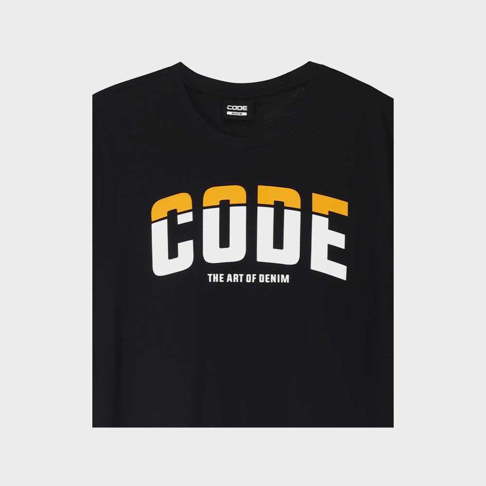 Code Mens Curved Split Graphic Tee Black